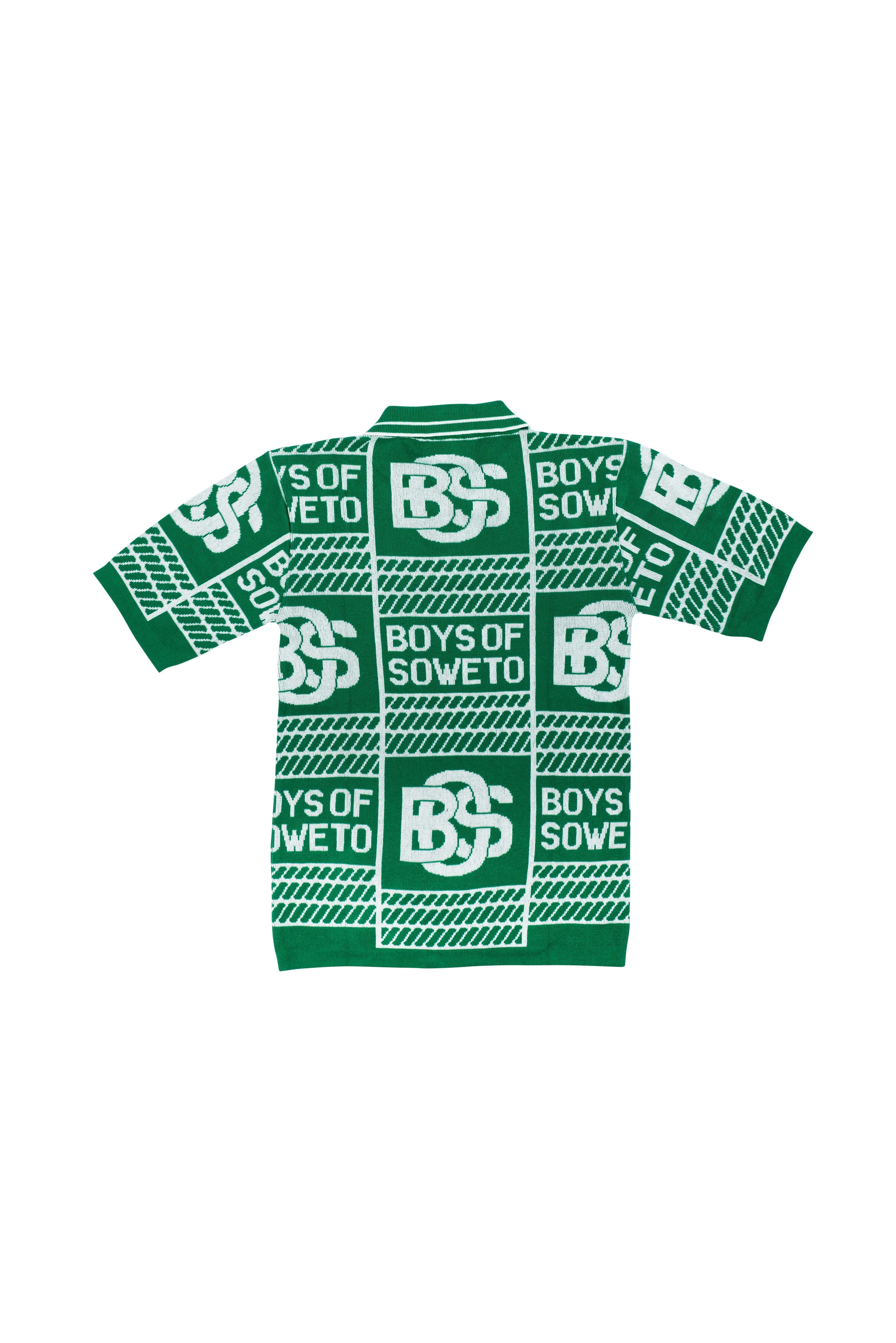 Printed Pattern Golf T-shirt - Green & White