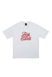 Towel Embroidered T-Shirt - White & Red