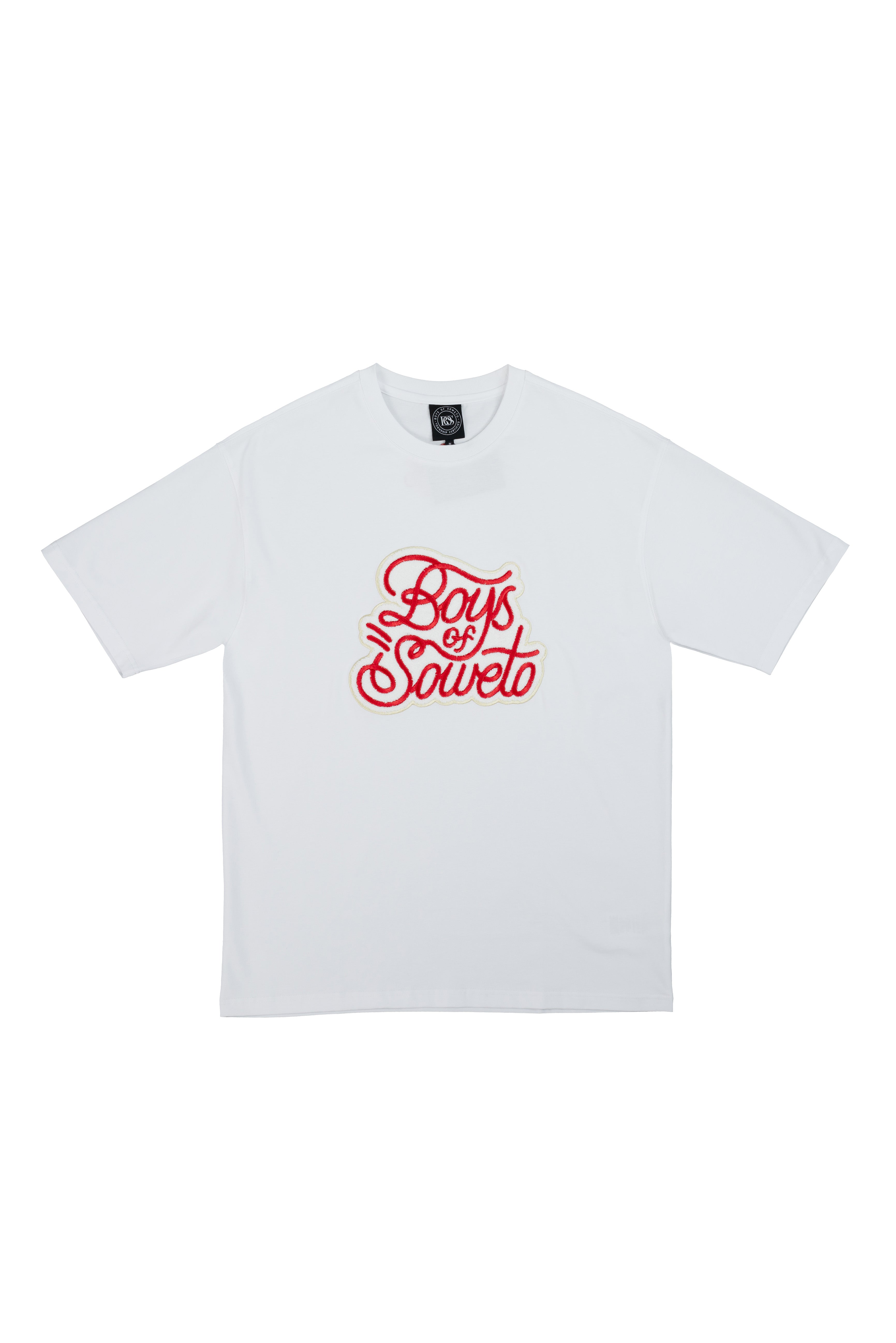 Towel Embroidered T-Shirt - White & Red