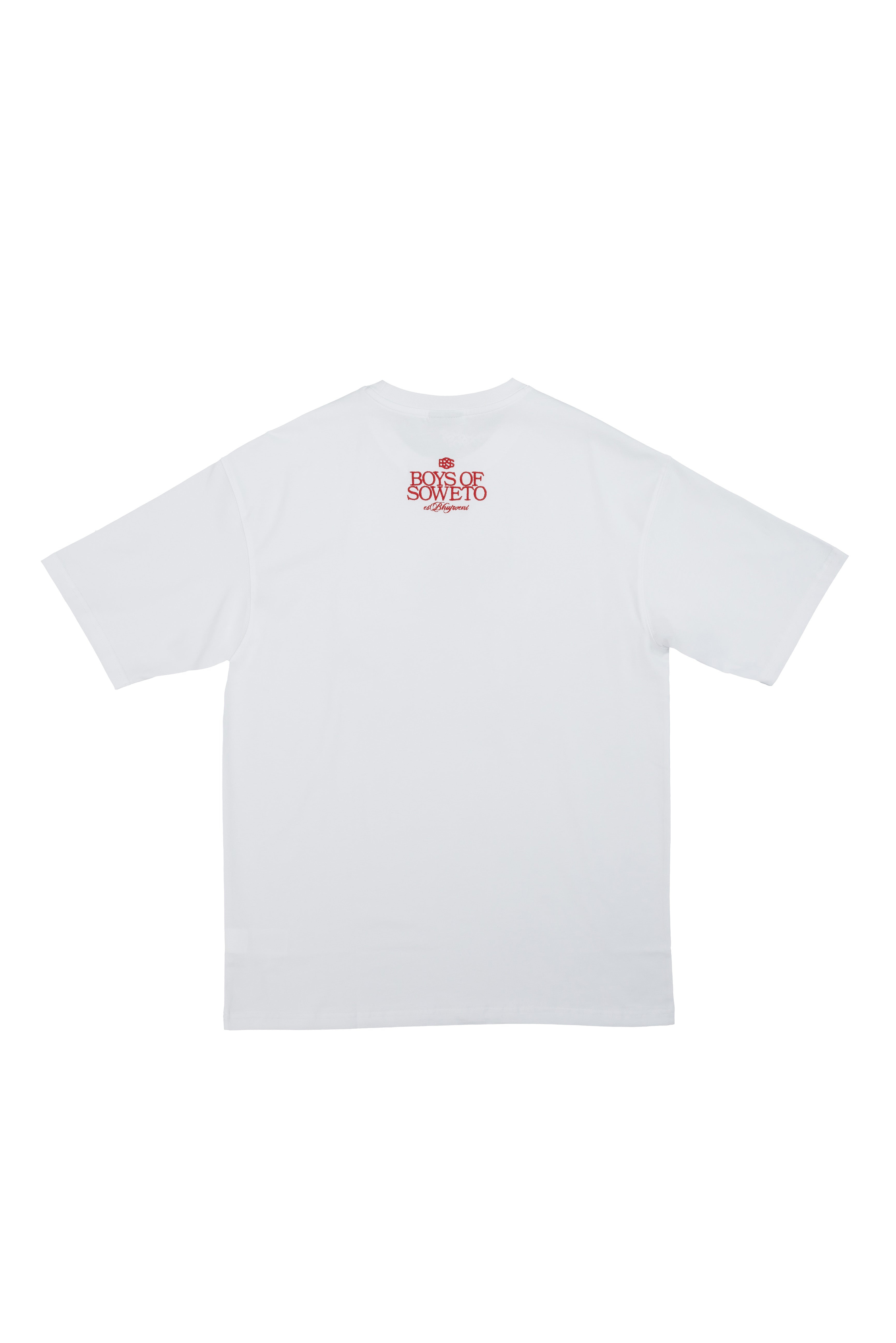 Towel Embroidered T-Shirt - White & Red