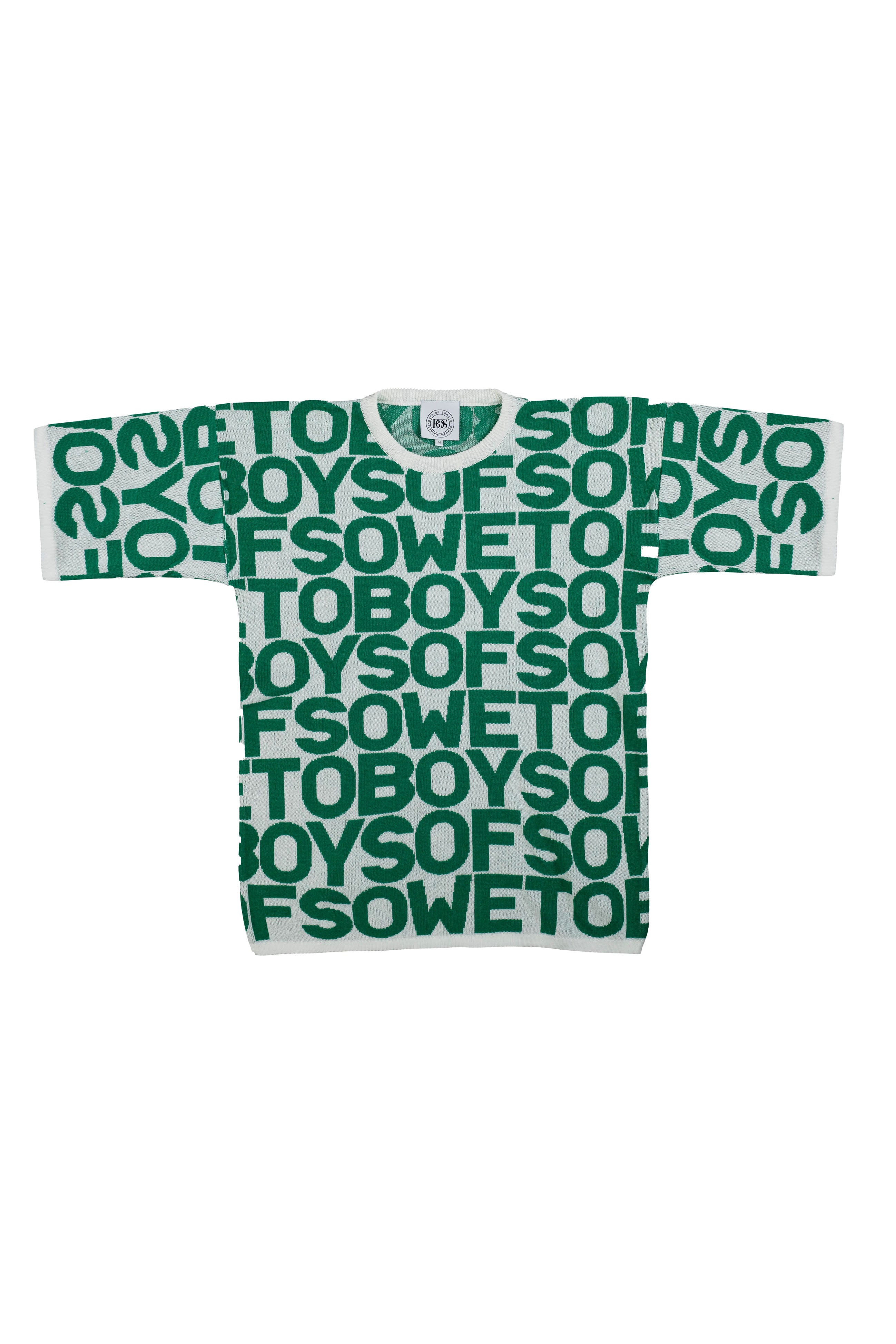 Knit Crew Neck T-shirt - White & Green